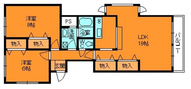ハイツ・ラポール(2LDK/4階)の間取り写真