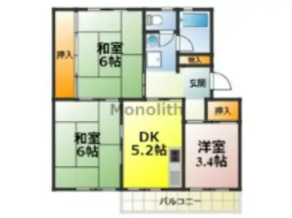 泉北茶山台2丁7番4号棟(3DK/5階)の間取り写真