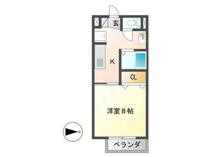 SURPLUSIセルシェ(1K/2階)の間取り写真