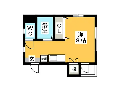 リゾーム黒川(ワンルーム/2階)の間取り写真