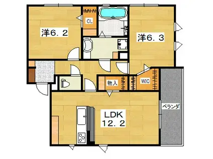 レジェンド青山 東棟(2LDK/1階)の間取り写真