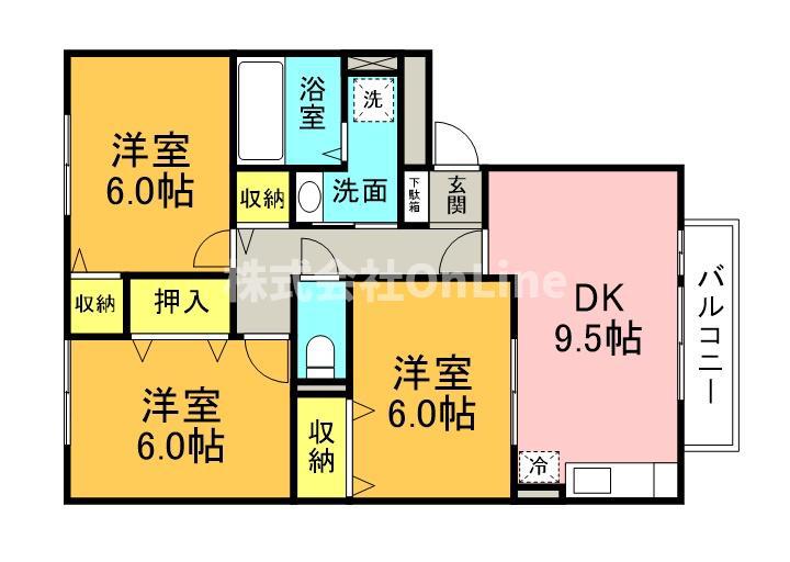 コートダジュール(3DK/2階)の間取り写真
