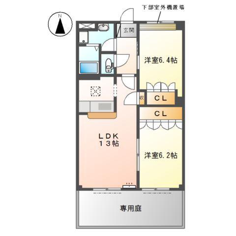 コンフォースステージM(2LDK/1階)の間取り写真