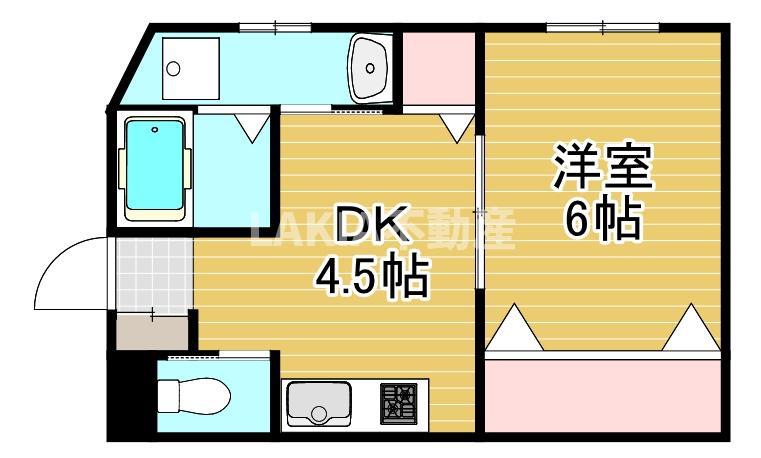 グランディール21(1DK/2階)の間取り写真