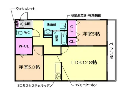 HEBEL MAISON LA PECHE(2LDK/1階)の間取り写真
