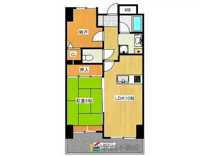 ライオンズマンション久留米中央(1SLDK/5階)の間取り写真