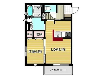 ERNTE(1LDK/2階)の間取り写真