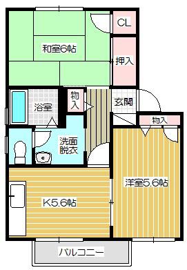 マノワールC(2K/2階)の間取り写真