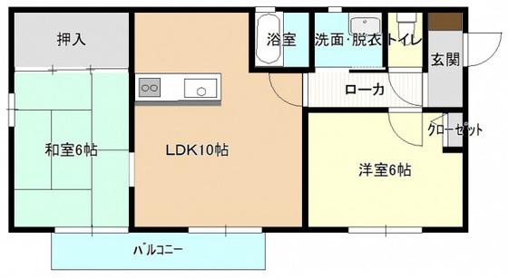 メゾン石田(2LDK/2階)の間取り写真