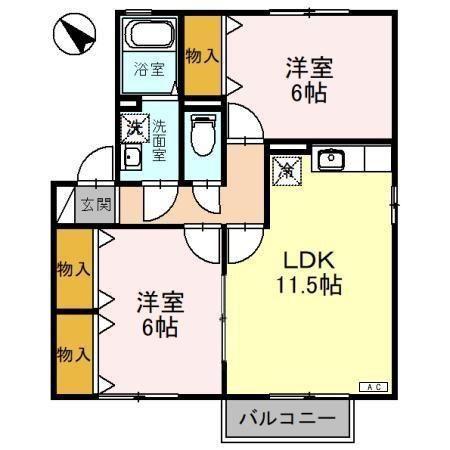 アットイーズIII(2LDK/2階)の間取り写真