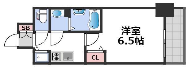 アドバンス大阪バレンシア(1K/14階)の間取り写真