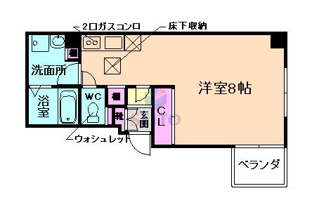 ウィステリア豊中本町(1K/3階)の間取り写真