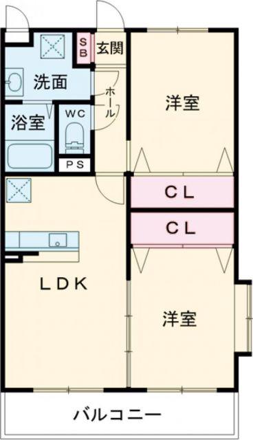 ユーミースマイルI(2LDK/3階)の間取り写真