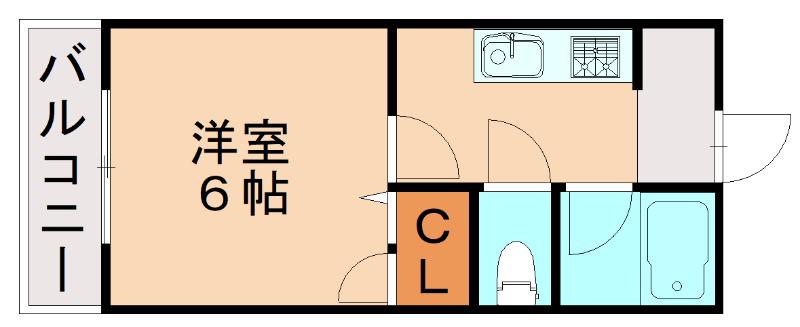 アップルI(1K/2階)の間取り写真