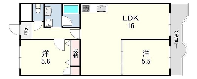 ジョイフル北町(2LDK/1階)の間取り写真