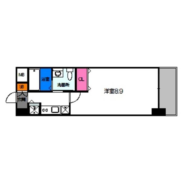 レジデンス京橋スクエア(1K/9階)の間取り写真