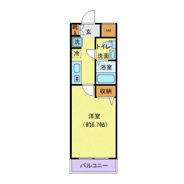 プレール・ドゥーク品川御殿山(1K/2階)の間取り写真
