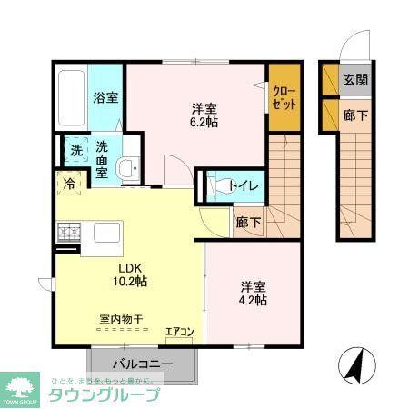 エスポワールII(2LDK/2階)の間取り写真