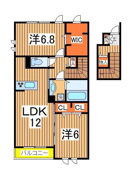 プラティーク 1(2LDK/2階)の間取り写真