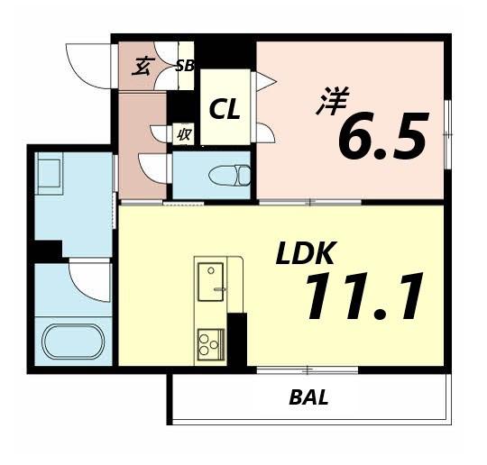 シャーメゾン龍野町(1LDK/2階)の間取り写真