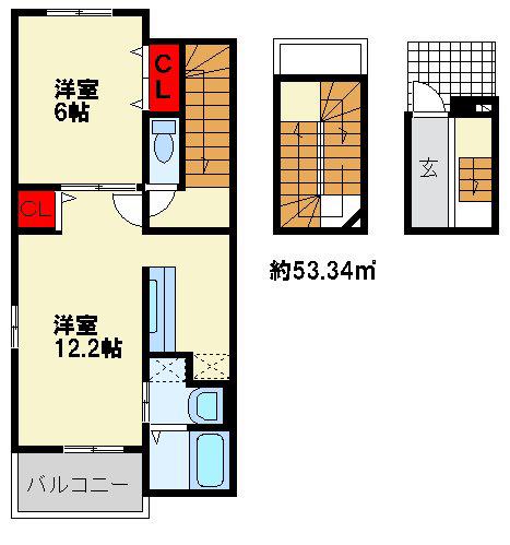 パストラル レーンA(1LDK/3階)の間取り写真