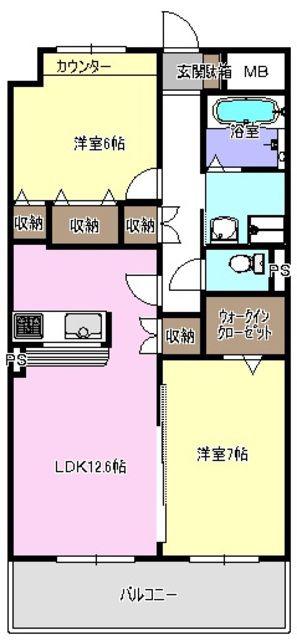 ヴァンドゥーズ(2LDK/2階)の間取り写真