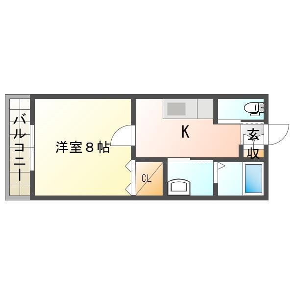 ウェルストーン(1K/2階)の間取り写真
