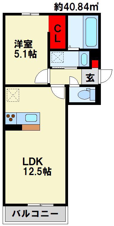 セジュール横代(1LDK/2階)の間取り写真