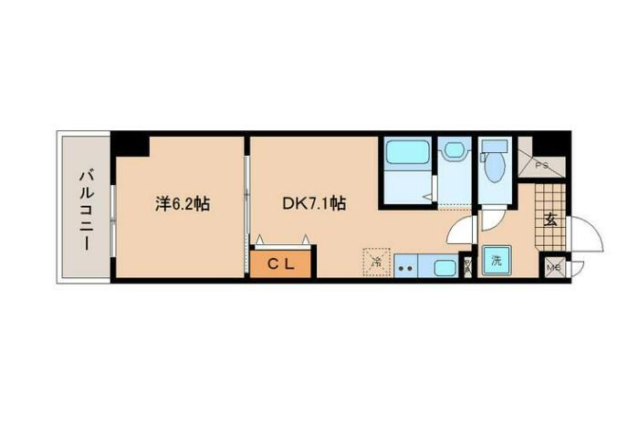 アスコット薬師堂駅前(1DK/4階)の間取り写真