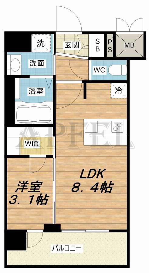 プレサンス東小橋エレディータ(1LDK/4階)の間取り写真
