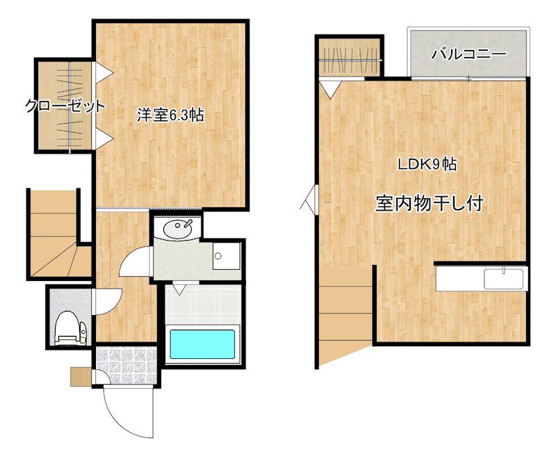 クラリス B棟(1LDK/1階)の間取り写真