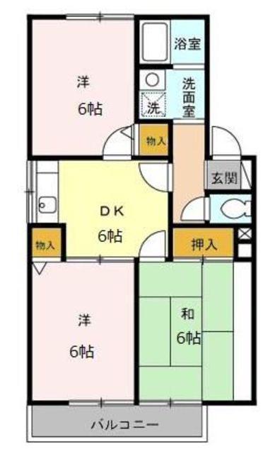 アメニティAB(3DK/2階)の間取り写真