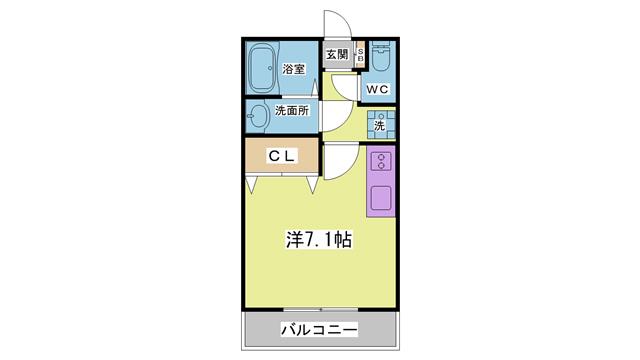 リノハイツ鈴蘭台駅前A棟(ワンルーム/2階)の間取り写真