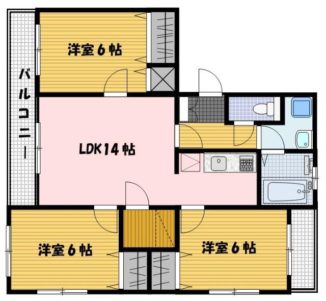 CUBE三原向日葵館(3LDK/1階)の間取り写真