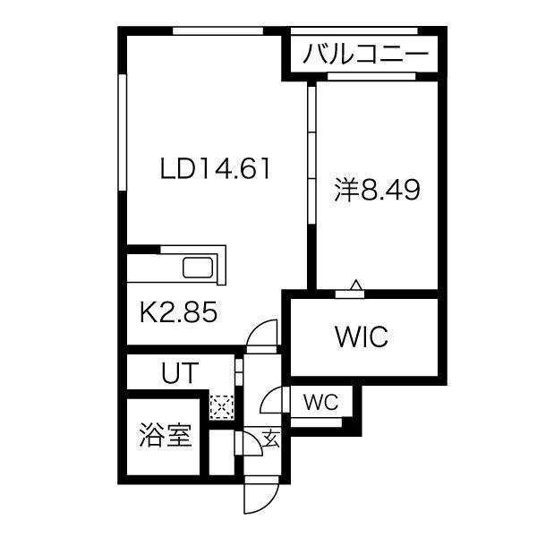 EFFECT南14条(1LDK/4階)の間取り写真