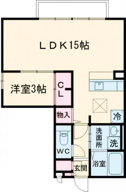 DUE ♭4(1LDK/1階)の間取り写真