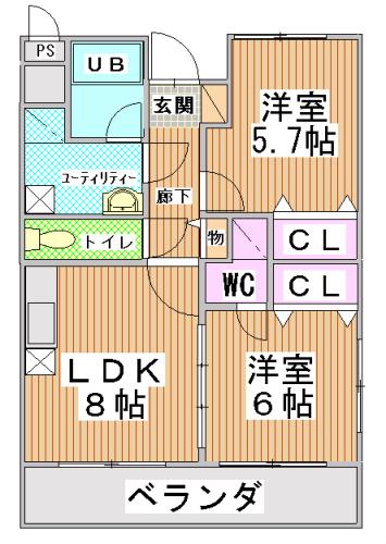 サンヒルズ秀栄(2LDK/3階)の間取り写真