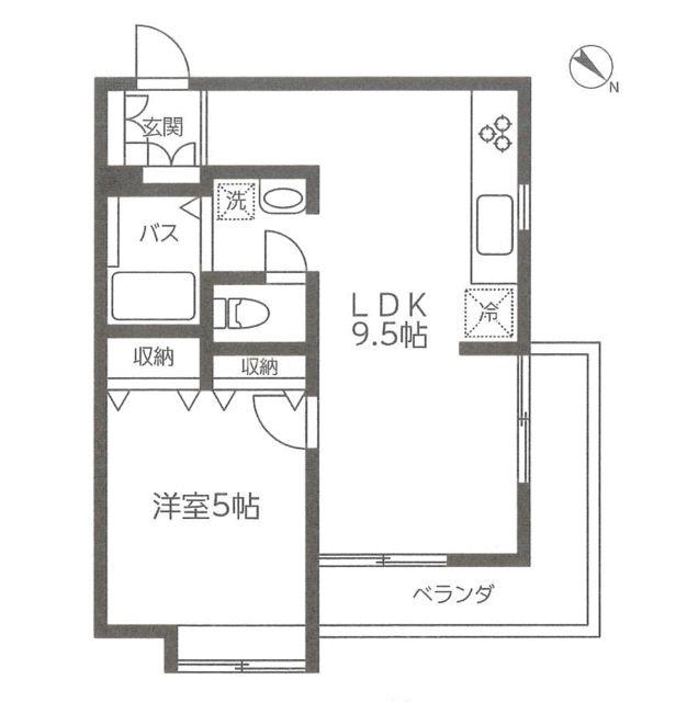 ピーターマンション北園壱番館(1LDK/2階)の間取り写真