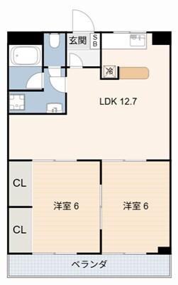 グランドビル永吉(2LDK/2階)の間取り写真