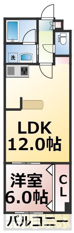 ハイリスベーネ池下(1LDK/3階)の間取り写真