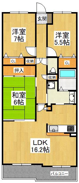 コート北野田サウスヒルズ(3LDK/4階)の間取り写真