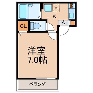 アパートメント須佐(1K/1階)の間取り写真