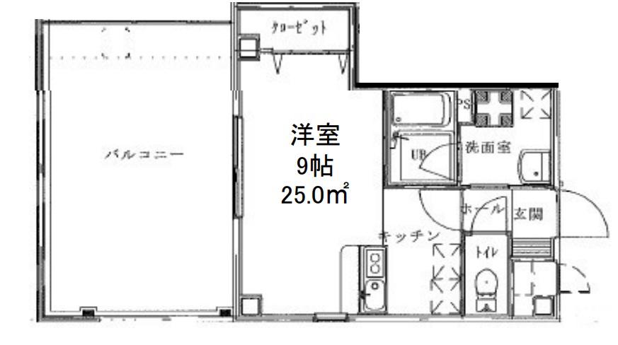 ルミエール難波(1K/9階)の間取り写真