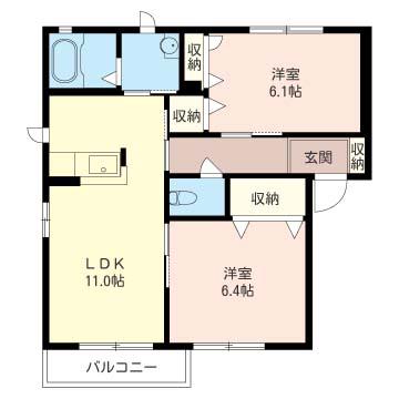 フォレスタ(2LDK/1階)の間取り写真