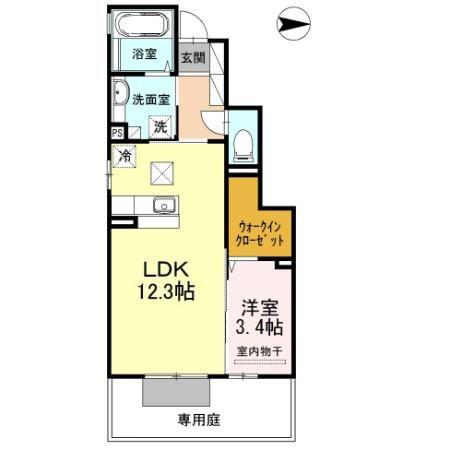 ルルベ・K(1LDK/1階)の間取り写真