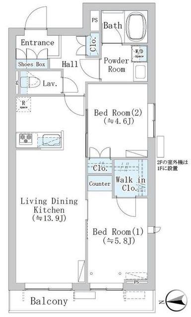 アーバン杉並本天沼(2LDK/2階)の間取り写真