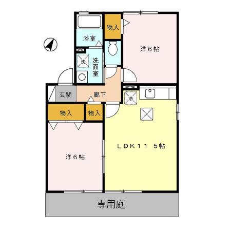 エクレール(2LDK/1階)の間取り写真