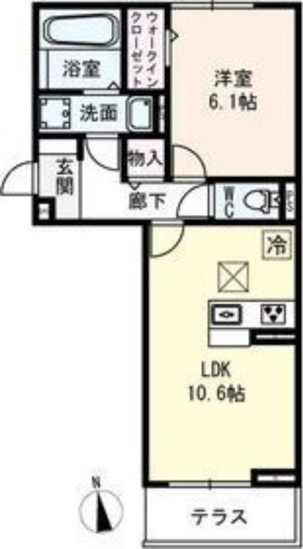 D-ROOM名駅B棟(1LDK/3階)の間取り写真