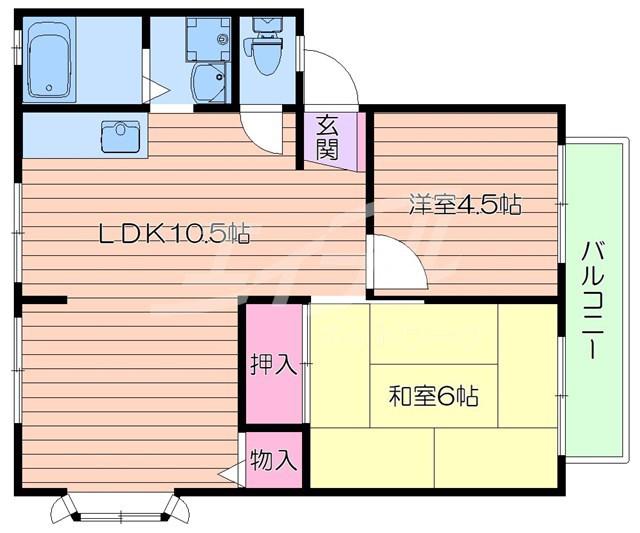サンビレッジ岸部A棟(2LDK/1階)の間取り写真