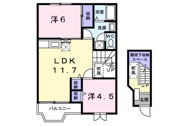 フォレスト・ヴィラA(2LDK/2階)の間取り写真